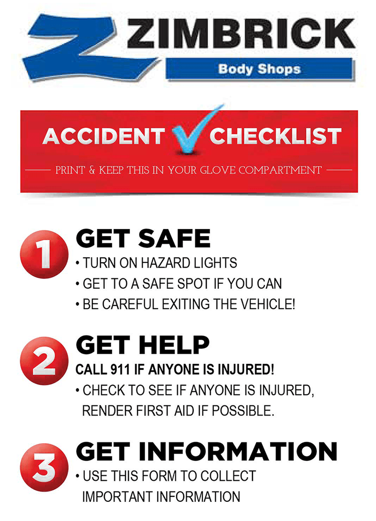 Zimbrick Body Shops in Madison WI Accident Checklist